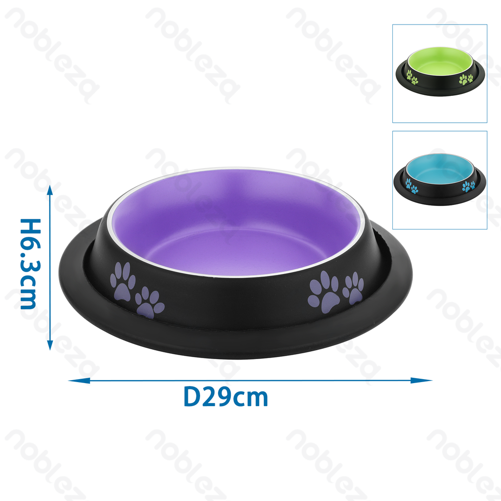 Nobleza Anti-slip huisdierenkom met pootjespatroon bijpassende kleuren (set van 3)