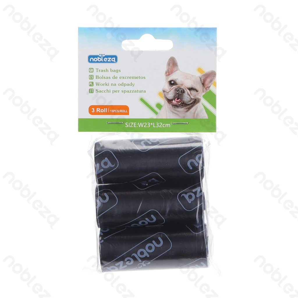 [B40704Q2S] Sacs poubelle Nobleza, imprimé logo, format L23 x l32 cm, 0,8 mil, noir, lot de 3