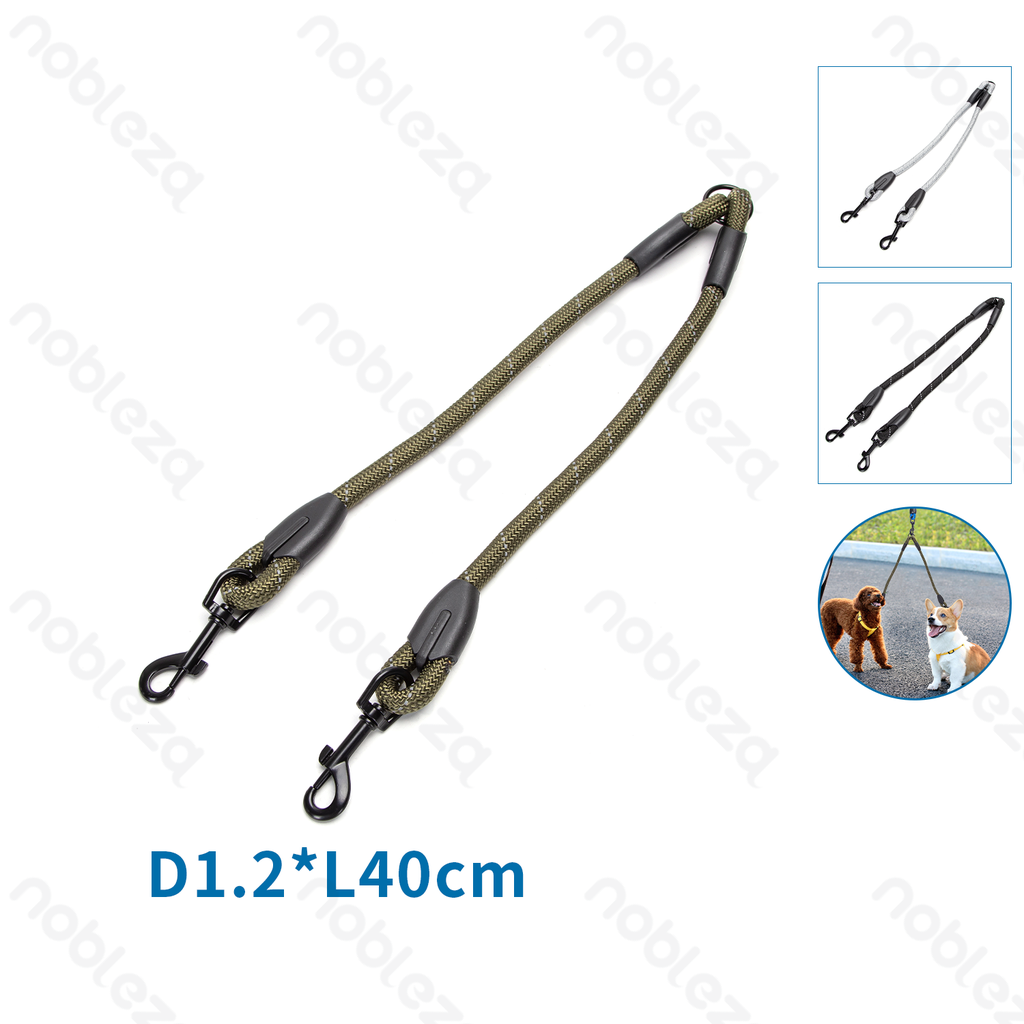 [B40707PF4] Nobleza Reflecterende leiband van rond touw met twee haken