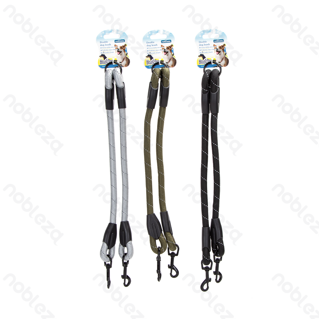 [B40707PF5] Nobleza Reflektierende Leine aus Rundseil mit zwei Karabinern