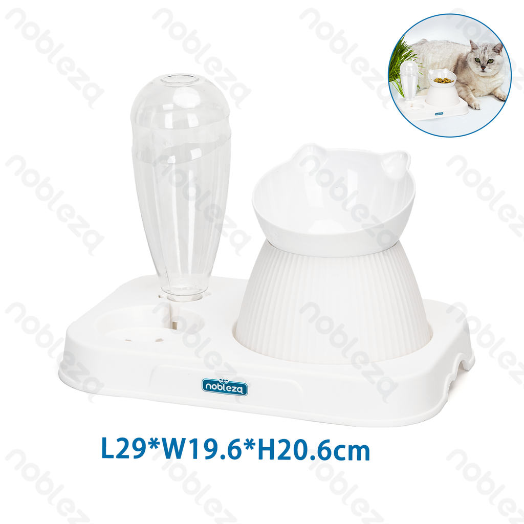 [B40303P8K] Nobleza 2-in-1 kattenvoer- en waterbak set