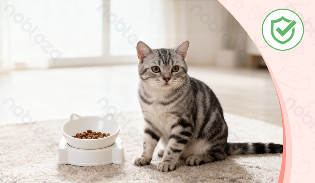 [B40303P8J] Nobleza 2-in-1 Cat Food and Water Bowl Set