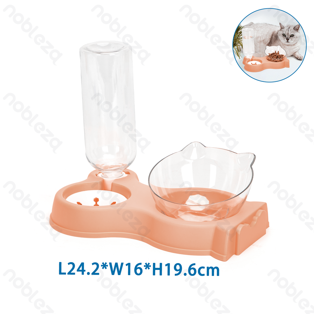 [B40303P8I] Nobleza 2-in-1 kattenvoer- en waterbak set