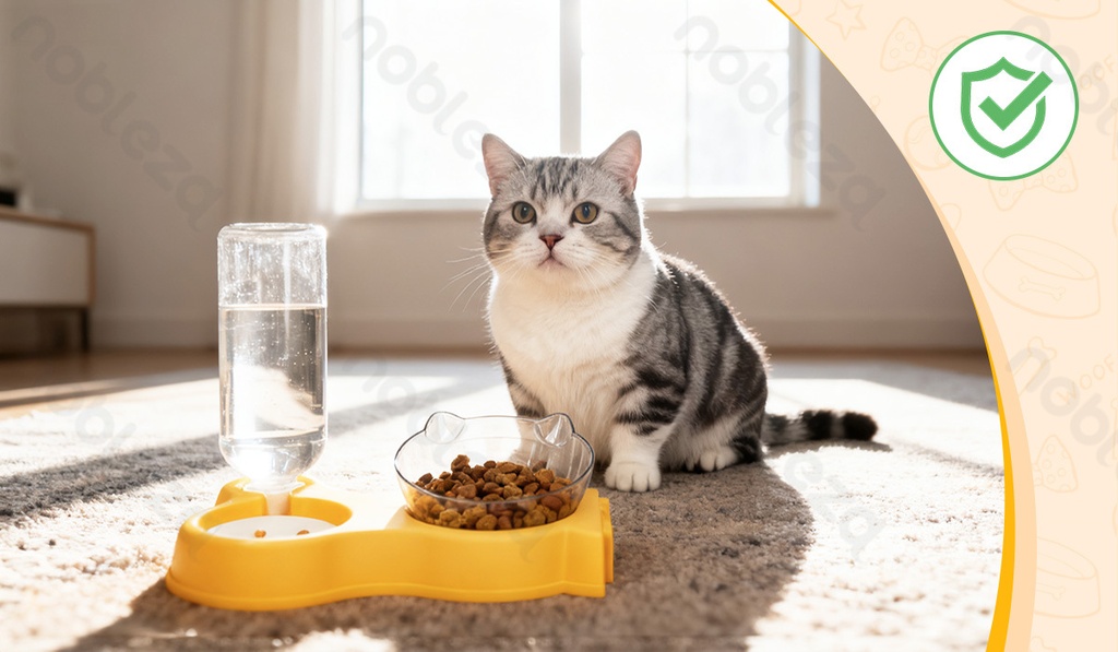 [B40303P8H] Nobleza 2-in-1 kattenvoer- en waterbak set
