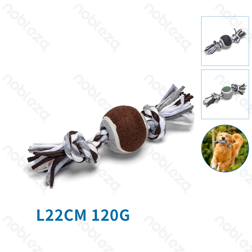 [B40708P0G] Jouet pour chien Nobleza avec corde en coton et balle en TPR