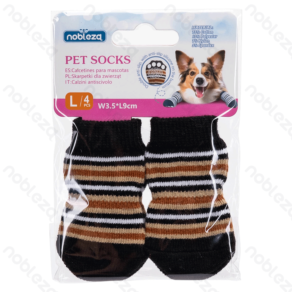 [B40701NA8] Nobleza Pet Socks with a Striped Pattern