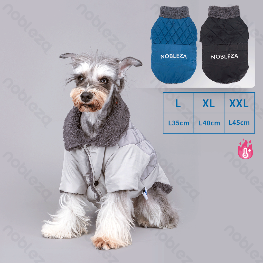 [B40701KD5] Nobleza Printed Cotton Jacket for Pets L-35cm/XL-40cm/XXL-45cm Blue/Black/Gray