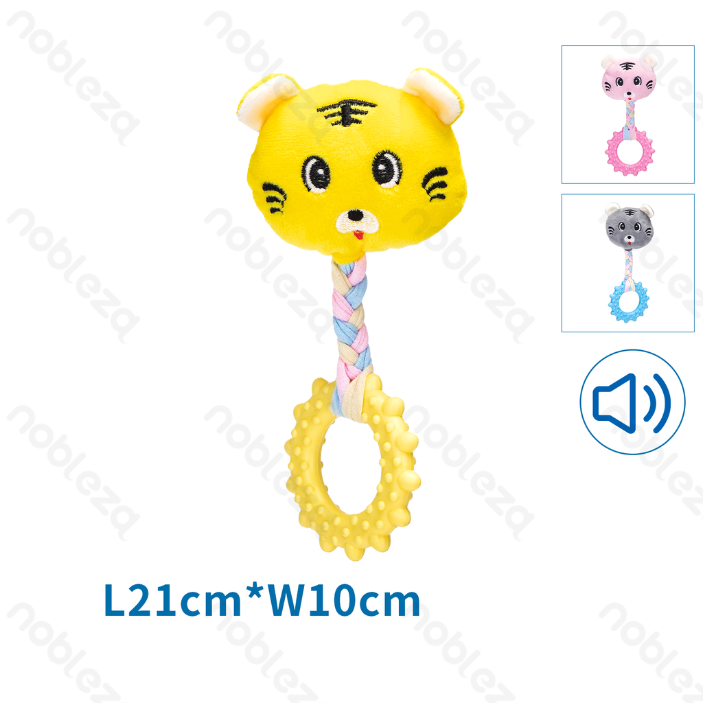 [B40708IM9] Nobleza Plüsch-Hundespielzeug aus Seil mit Geräusch – Tiger