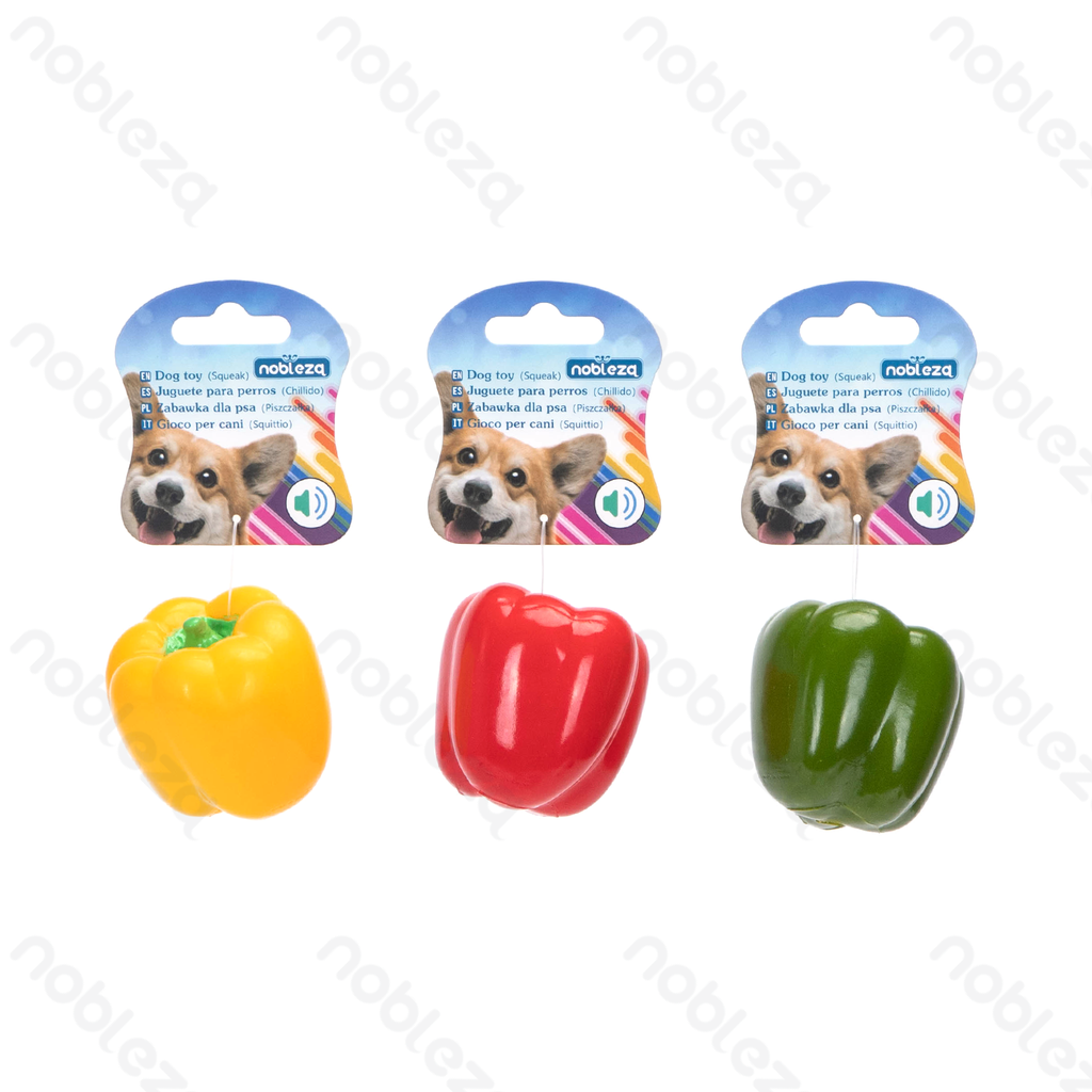 [B40708HH9] Nobleza Colored Bell Pepper Vinyl Dog Squeaky Toy