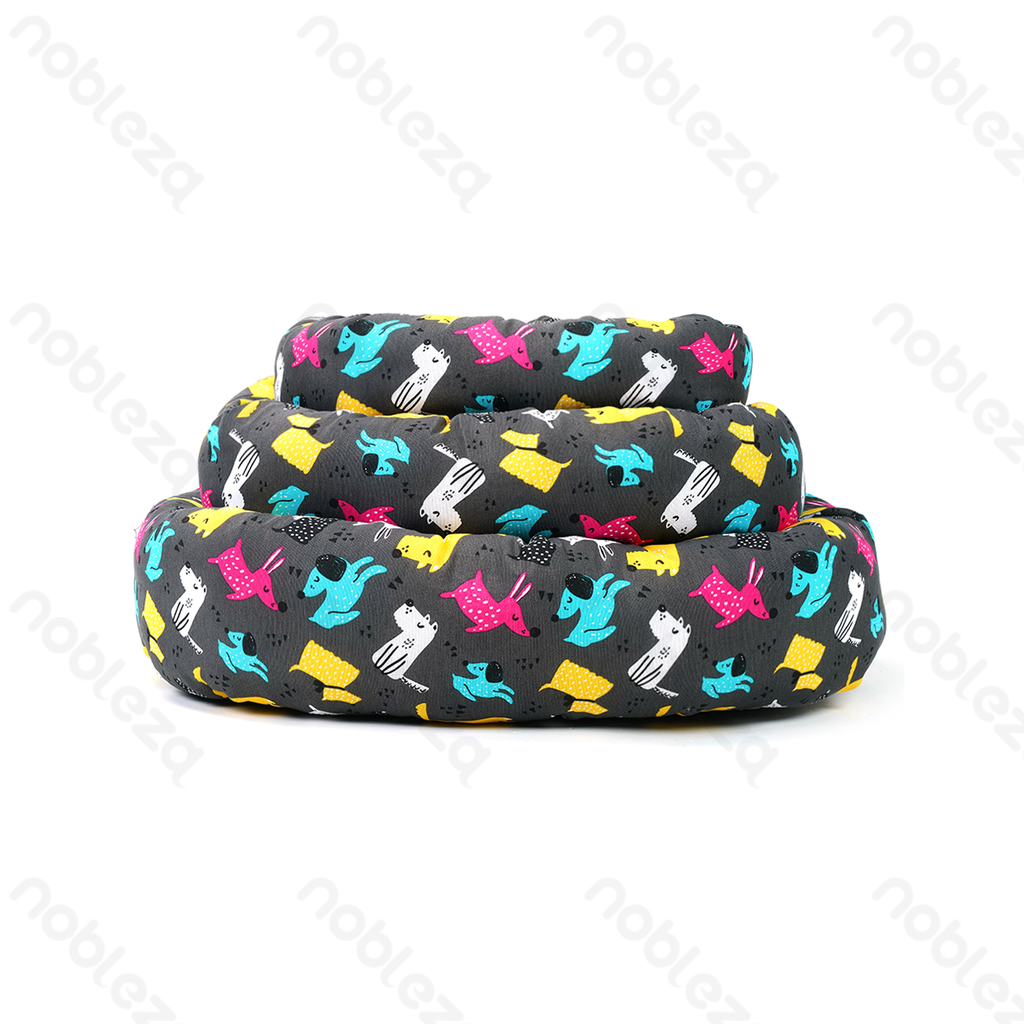 [B40703G17] Lit pour animal de compagnie Nobleza à motifs (ensemble 3 pièces)
