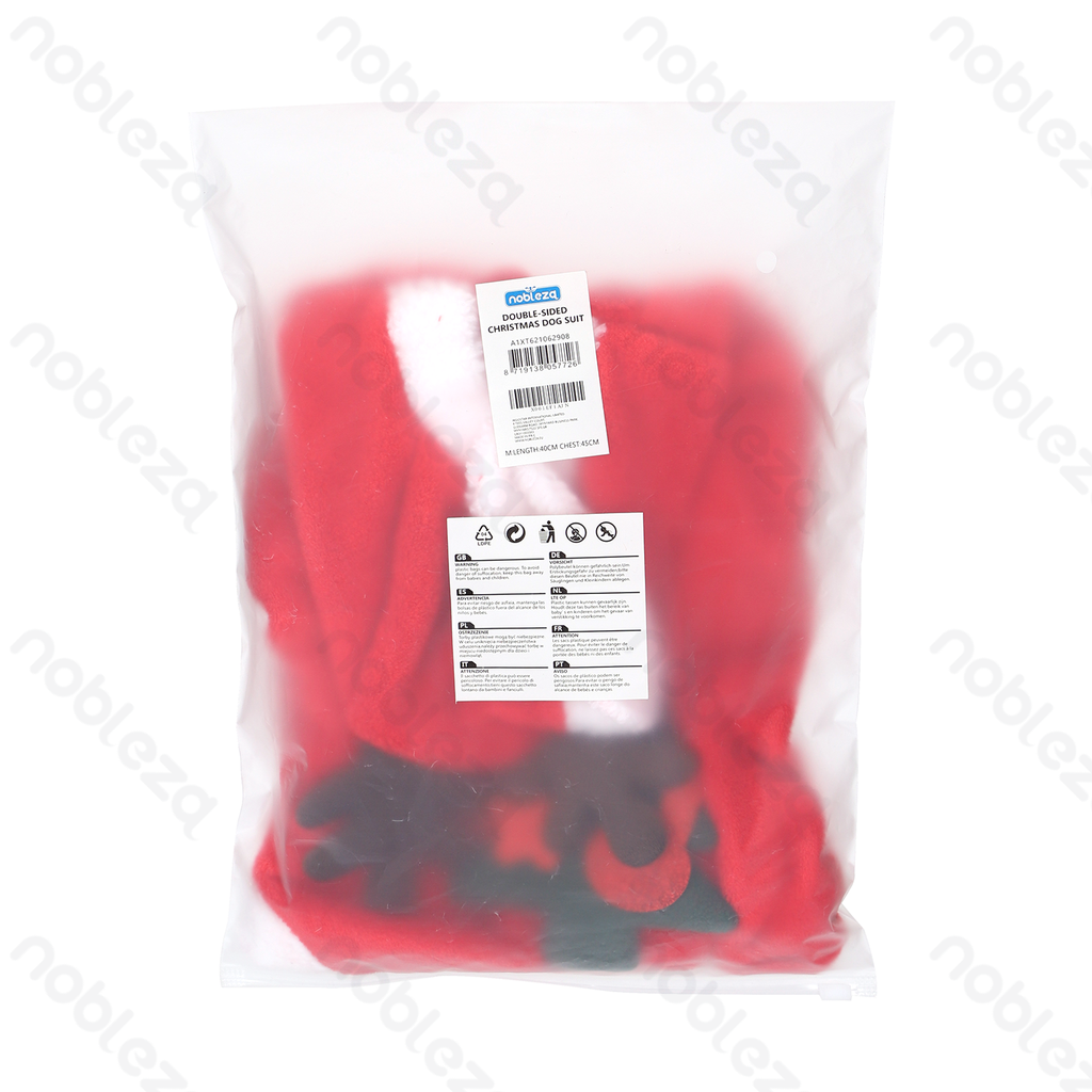 [B40701A1X] Nobleza Dubbelzijdig koraal fleece kerst hondenpak