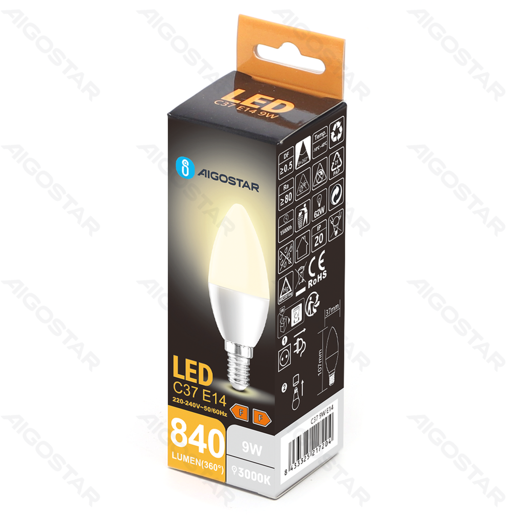 Aigostar LED C37 E14 9W 3000K