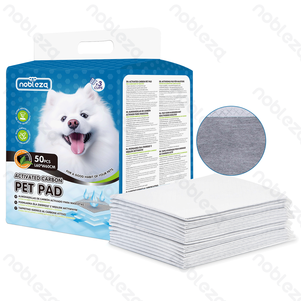 [B40704XRH] Nobleza Pet pad Active carbon L60*W60cm White&Grey 50pcs
