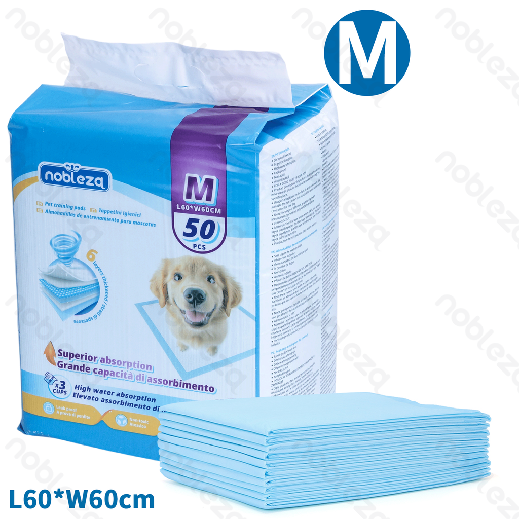 [B40704WQE] Nobleza Pet pad M L60*W60cm White&Blue 50pcs
