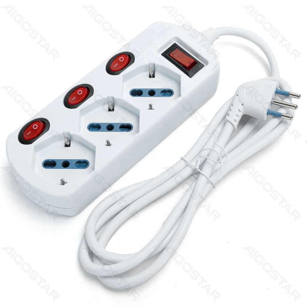 [B201033IJ] Aigostar Italiaanse 3-voudige stekkerdoos 1 5m 3G1 0mm² wit