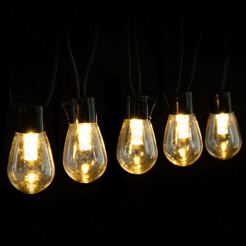 [B10201Q8M] Aigostar Lichtstrook met S-bubbelkokerlampen op zonne-energie Warm wit 10m