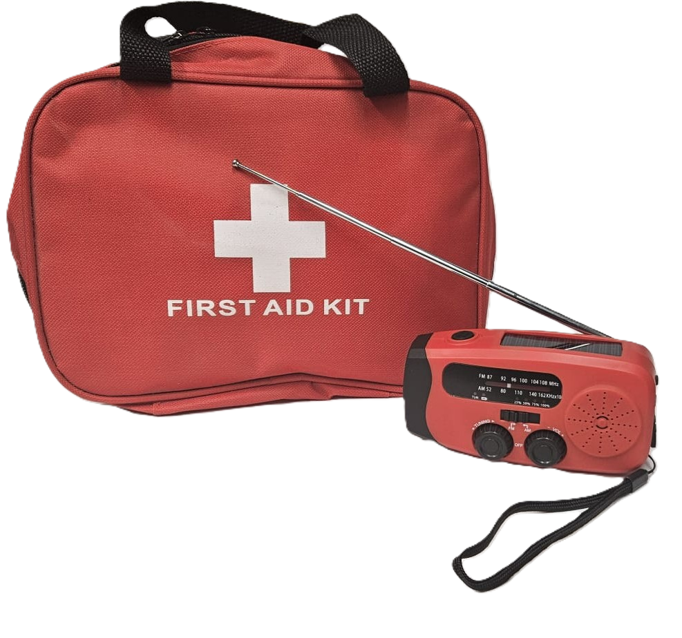 Noodpakket: FM-radio + complete EHBO-kit (Combi-aanbod)