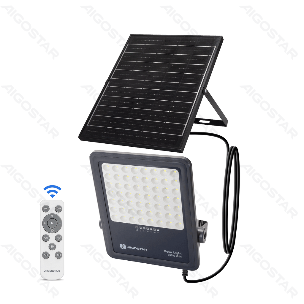 Aigostar LED FLOOD LIGHT WITH SOLAR PANEL SPLIT 05 2M LINE 300W 3000LM 6500K