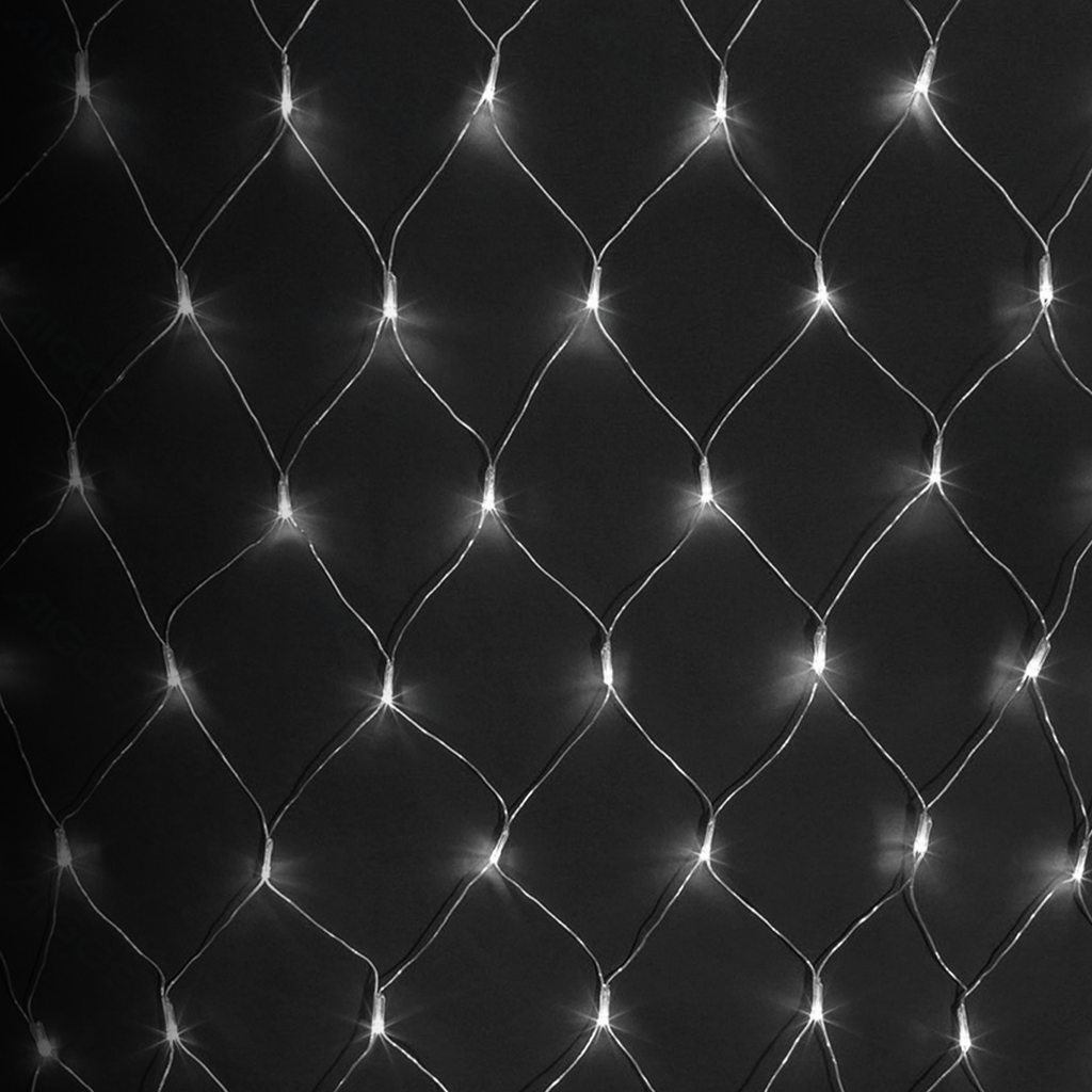 [B10303JX1] Netz von flachen Niedervolt-Lichtleisten, Kaltweiß, 1,5m*1,5m, IP44, Innen/Außen, Colourbox