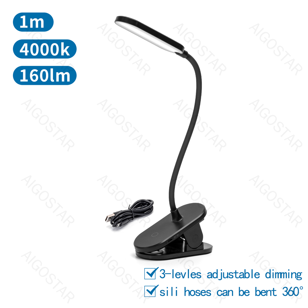 [B10311A54] Aigostar LED Oplaadbare Bureaulamp met Klem Zwart 2 5W 4000K