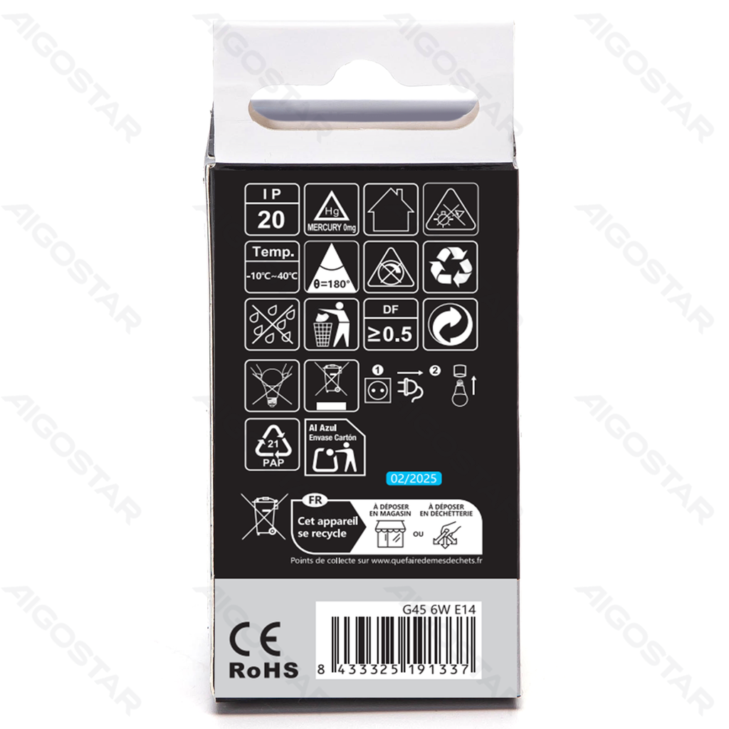 [B10105MQR] LED G45 E14 6W 6500K