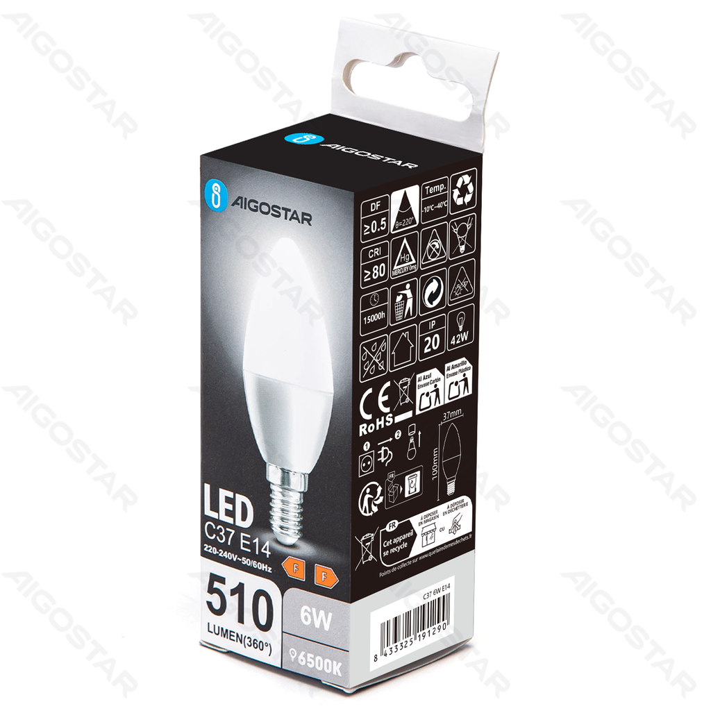 [B10105MQN] LED C37 E14 6W 6500K