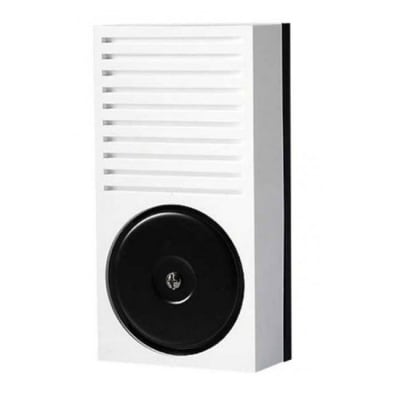 [0058033] bedrade bel/schel op batterijen 2x1,5V (D) 80dB witte omhuizing met zwarte bel