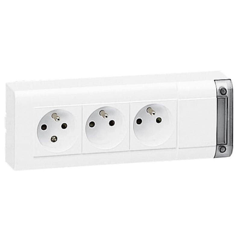 Meervoudige contactdoos 3 x 2P+A 10/16A 230V wit zonder snoer