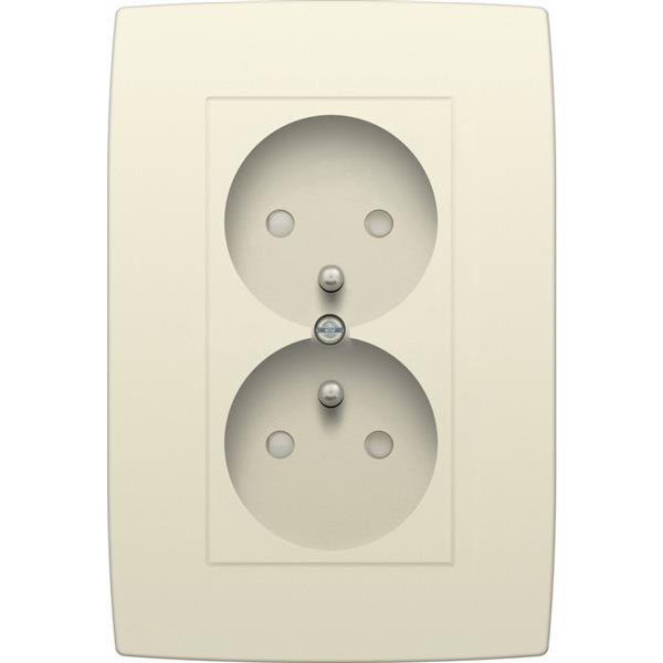[3771078] NIKO - Dubbel verticaal stopcontact met penaarde, 31,5mm, voll. toestel, crème - 100-67700