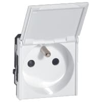 LEGRAND Mosaic contactdoos 2P+A + klapdeksel 10/16A 250V - 2 modules - wit