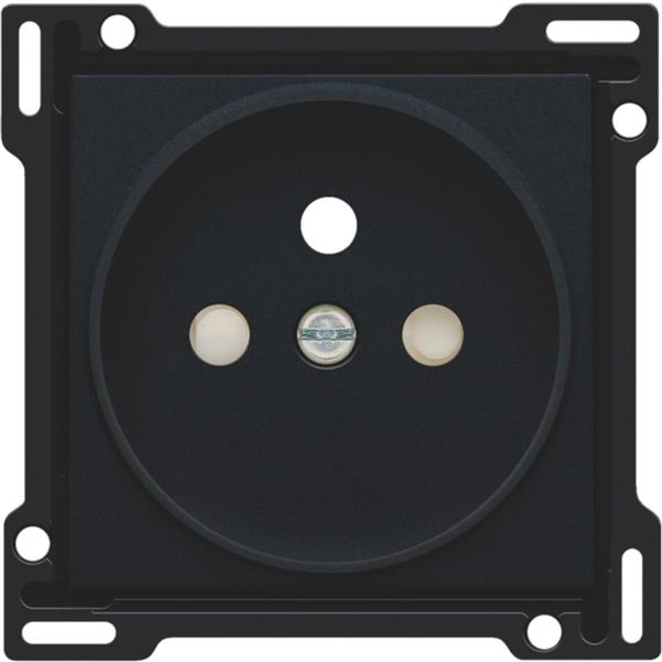 NIKO - Centraalplaat stopcontact met penaarde, 21mm, zwart - 161-66101