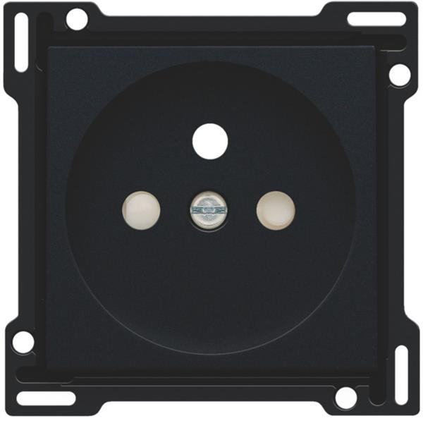 NIKO Centraalplaat stopcontact met penaarde, 28,5mm, Black Coated