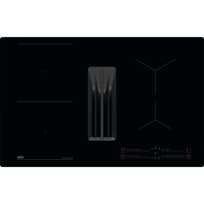 [8196893] Inductiekookplaat combi dampkap 80cm, Bridge, 4 zones, H²H,  Afgeronde rand, A+
