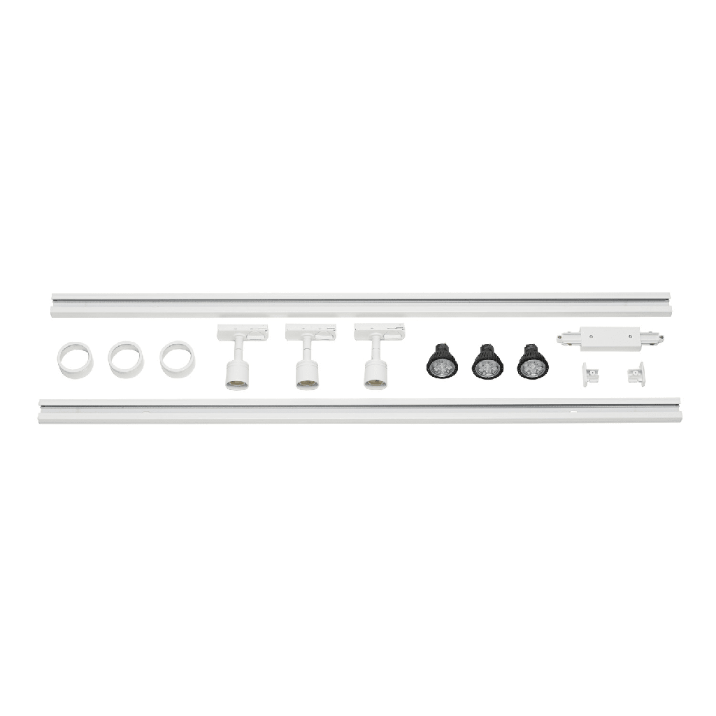 1-Fase rail set, wit, 2x1m, incl. 3x PURI spot en LED lampen