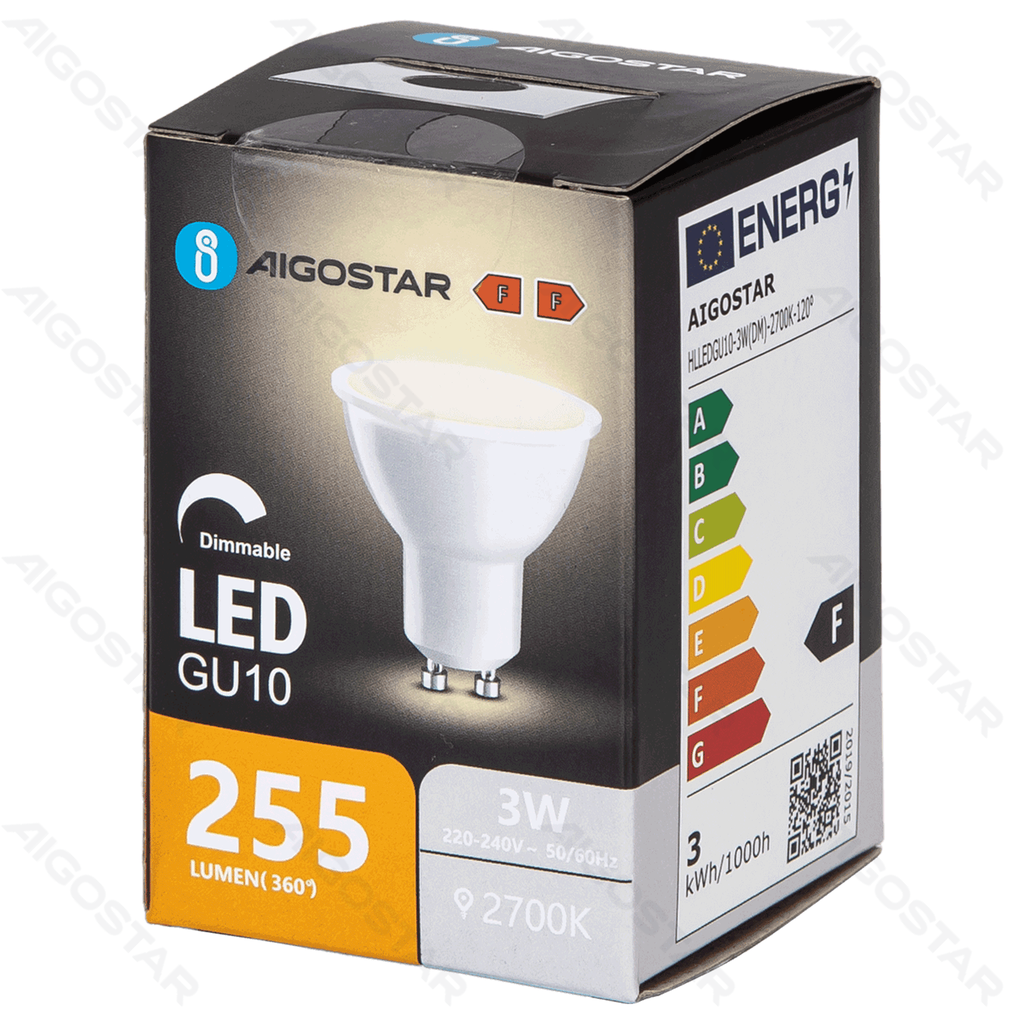 [B10107RQ3] Aigostar LED GU10 3W 2700K dimmable lamp with lampshade
