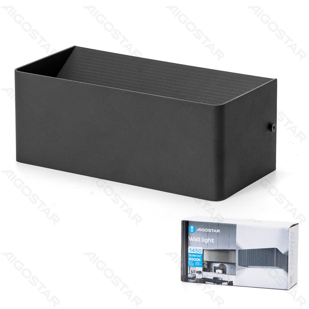 [B10303H82] Aigostar LED Wall Lamp Metal Black 12 5W