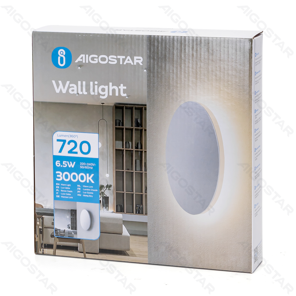 [B10303H84] Aigostar LED Wall Lamp Metal White 6 5W
