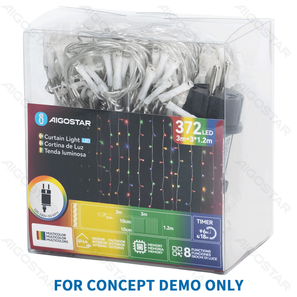 [B103031R9] Aigostar Lichtstrook met S-bubbelkokerlampen met laag voltage RGBY 10m IP44 Binnen&Buiten