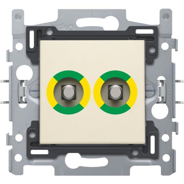 NIKO - Stopcontact met dbbl potentiaalvereffeningscontact, samengesteld, crème - 100-69510