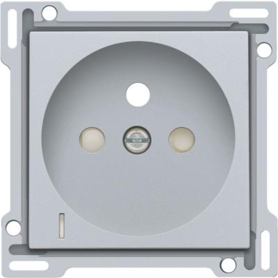 NIKO - Centraalplaat stopcontact met spanningsaanduiding en penaarde, sterling - 121-66607