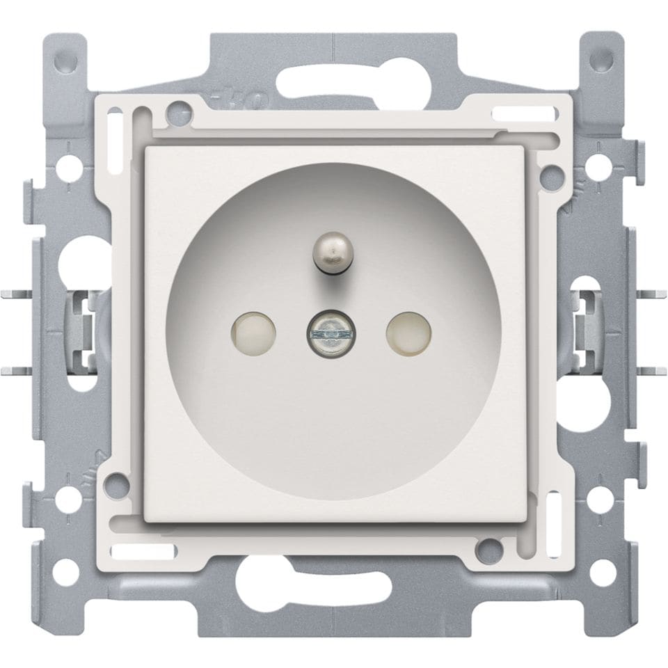 [4421901] NIKO Stopcontact met penaarde, 28,5mm, samengesteld, insteekklemmen, wit