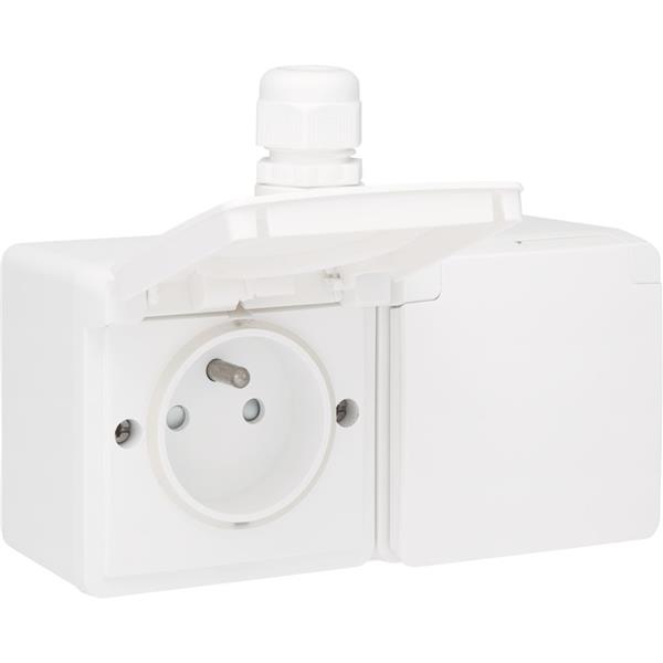 [5494634] NIKO - Hydro spuitwaterdicht dubbel hor. stopcontact, penaarde, schroef - 701-37748
