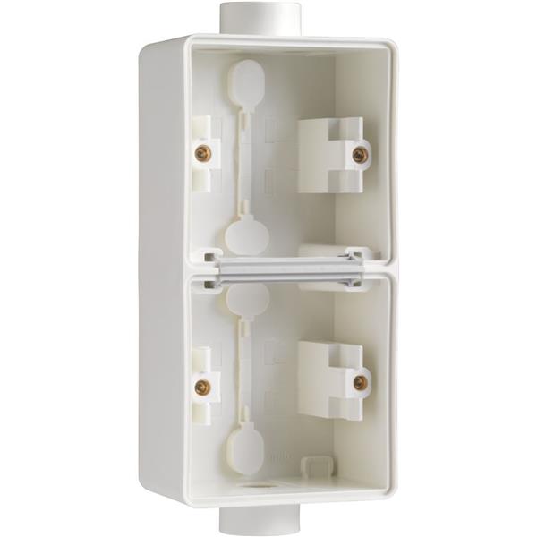 NIKO - Hydro spuitwaterdichte dubbele opbouwdoos, 2 functies, 2 m20-ingangen, wit - 701-84211