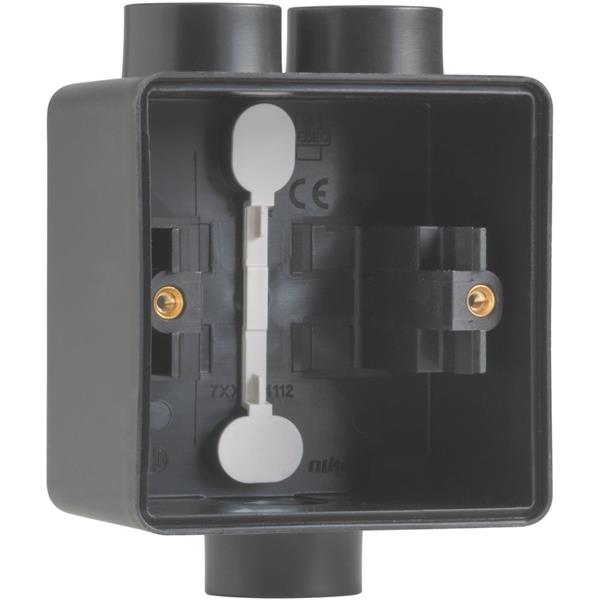 NIKO - Hydro spuitwaterdichte opbouwdoos voor 1 functie, met 3 m20-ingangen, zwart - 761-84112