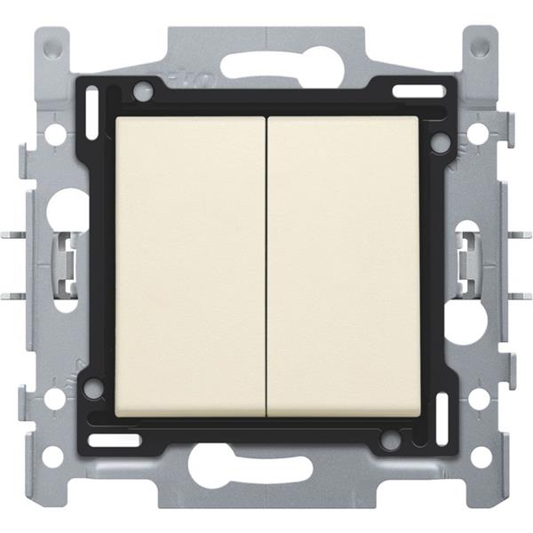 NIKO - Dubbele drukknop 250v, sokkel en afwerkingsset, insteekklemmen, crème - 100-65008