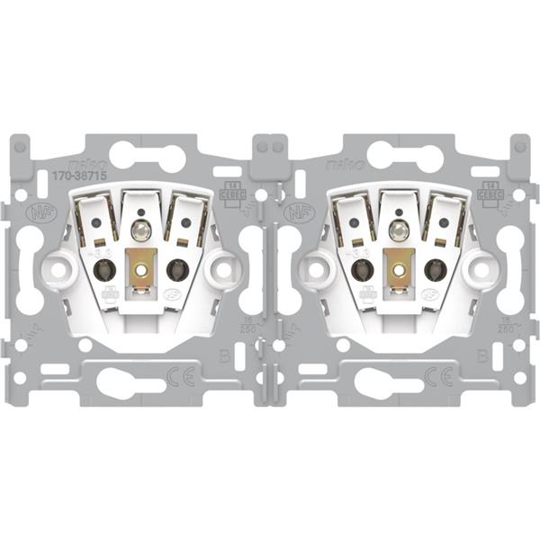 NIKO - Sokkel dubbel horizontaal stopcontact met penaarde, 28,5mm, insteek - 170-38715