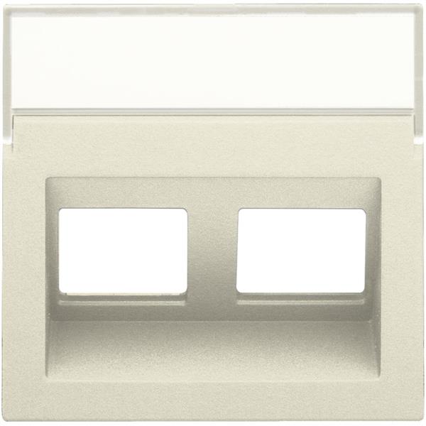 NIKO - Centraalplaat 2x RJ45 STP cat.6, schuin, met doorzichtig tekstveld, crème - 100-65400