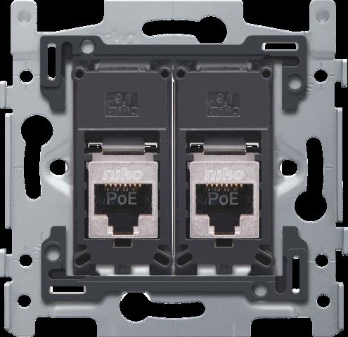 2 rj45-aansluitingen stp cat6a, poe++, vlak, 60x71, schroef