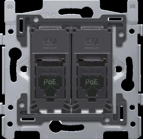 2 rj45-aansluitingen utp cat5e, poe++, vlak, 60x71, schroef