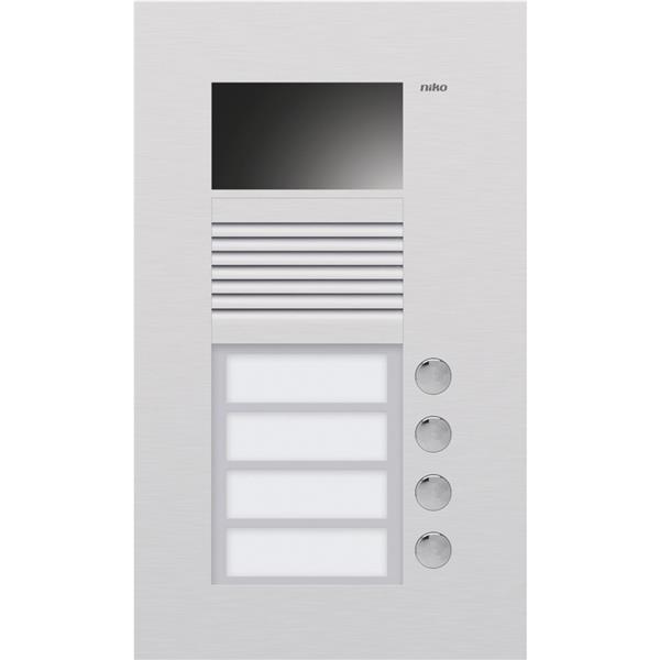 NIKO - Buitenpost met 4 beldrukknoppen en kleurencamera, inbouw, aluminium - 10-304
